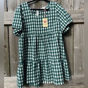 Entro Women’s Dress in Forest Green and Cream Sixe L NWT